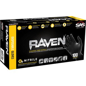 SAS 66519 XL 7mil Black Raven Nitrile Di
