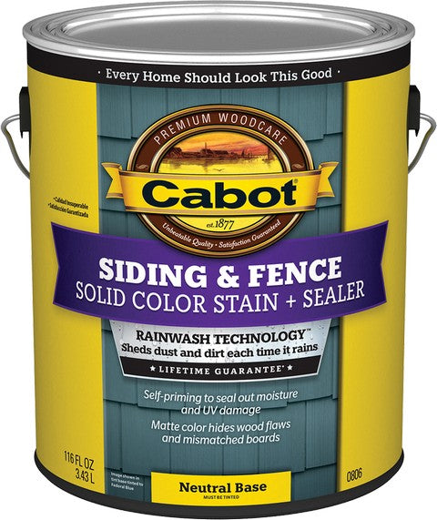 Cabot 0806 1gal Neutral-Base Solid Color Acrylic Siding Stain