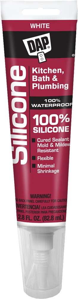 DAP 00750 2.8oz White 100% Silicone Kitchen & Bath Sealant