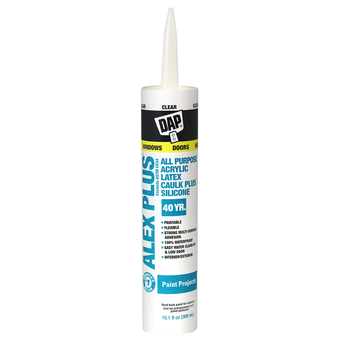 DAP 18071 10.1oz Alex Plus Clear All Purpose Acrylic Latex Caulk Plus Silicone