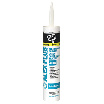 DAP 18071 10.1oz Alex Plus Clear All Purpose Acrylic Latex Caulk Plus Silicone