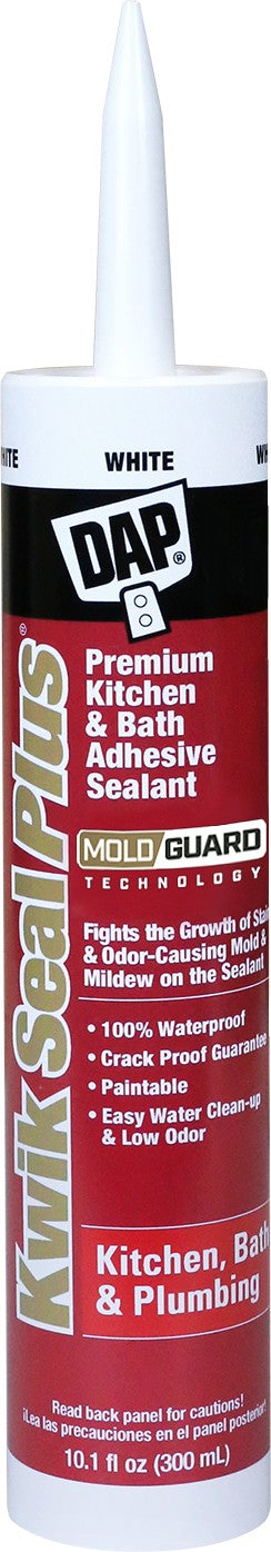 DAP 18510 10.1oz White Kwik Seal Plus Kitchen & Bath Adhesive Sealant