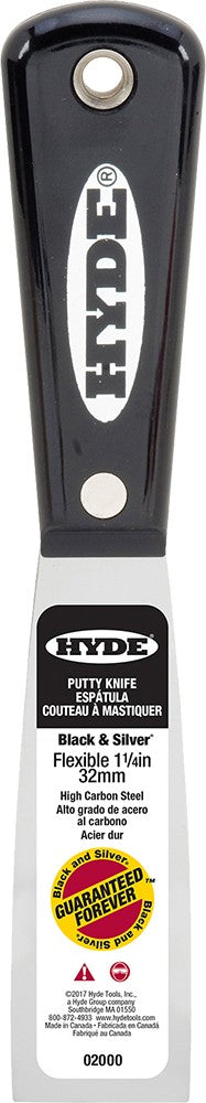 Hyde 02000 1-1/4" Black & Silver Flex Putty Knife