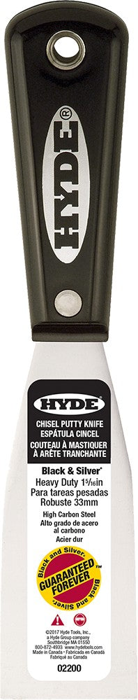 Hyde 02200 1-5/16" Black & Silver Stiff Chisel Putty Knife