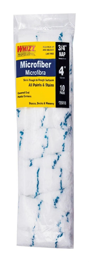 Whizz 25018 4" Microfiber Blue Stripe 3/4 Nap 10 Pack