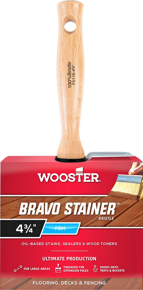Wooster F5116 4-3/4" Bravo Stainer White China Bristle Stain Brush