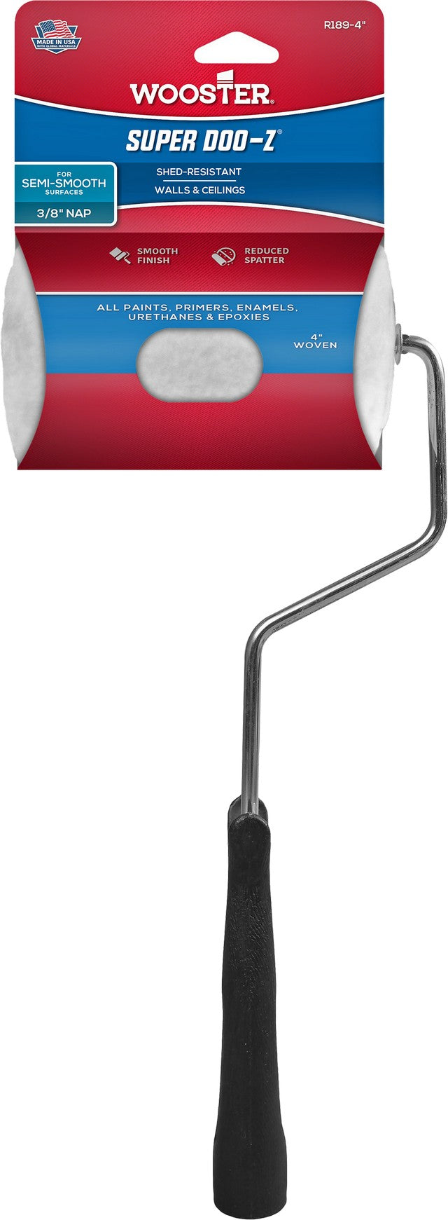 Wooster R189 4" x 3/8" Nap Traffic Liner Roller Cover W Frame