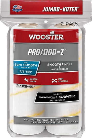 Wooster RR302 4-1/2" x 3/8" Nap Pro/Doo-z Jumbo-Koter Mini Roller Cover (2pk)