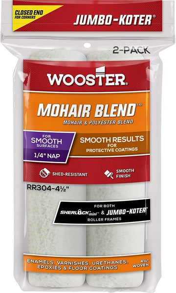 Wooster RR304 4-1/2" x 1/4" Nap Mohair Jumbo-Koter Mini Roller Cover (2pk)