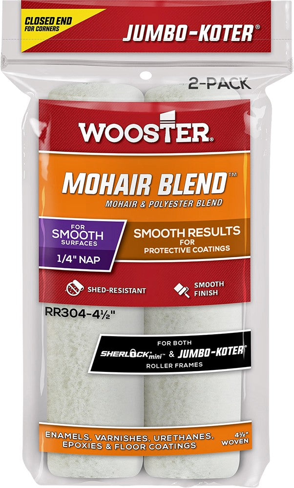 Wooster RR304 4-1/2" x 1/4" Nap Mohair Jumbo-Koter Mini Roller Cover (2pk)