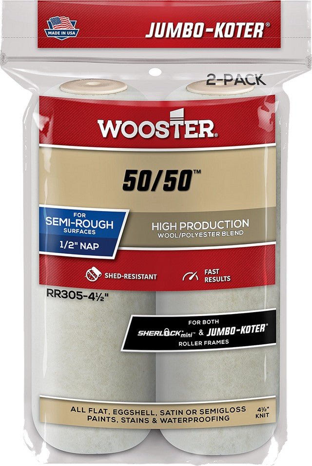 Wooster RR305 4-1/2" x 1/2" Nap 50/50 Jumbo Mini Roller Cover
