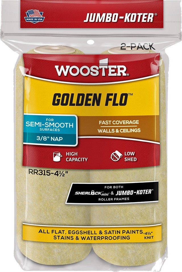 Wooster RR315 4-1/2" x 3/8" Nap Golden Flo Mini Roller Cover