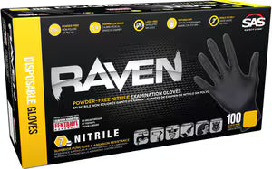 SAS 66517 Med 7mil Black Raven Nitrile D